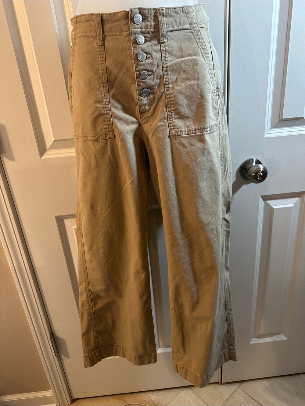 GAP High-Waist Wide-Leg Button-Front Pants in Khaki